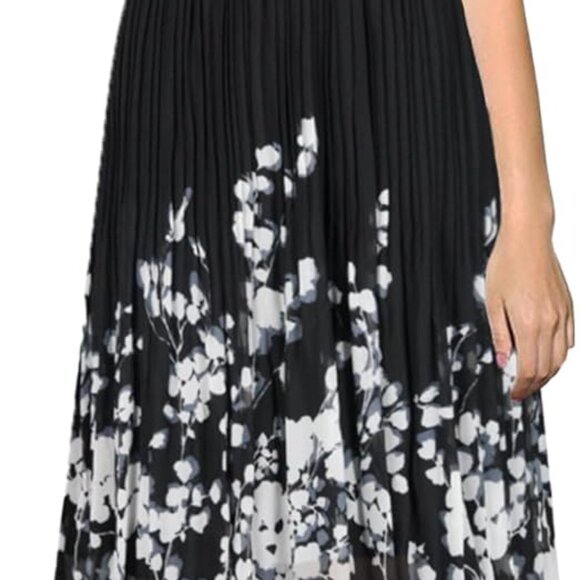 Women's Chiffon Pleated Skirts Elastic High Waist A-line Midi Skirts for Casual - Picture 3 of 4